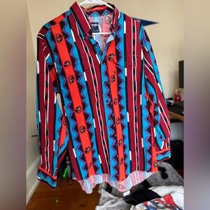 VTG Wrangler Brushpopper cowboy cut long sleeve shirt / men’s